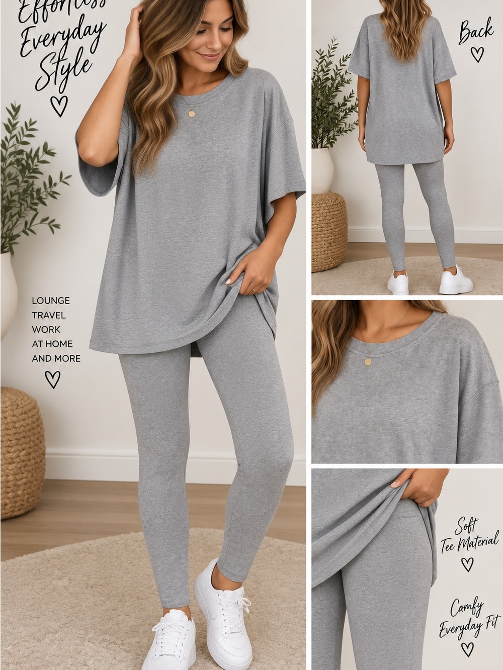 Zenana Outfitters Cozy Two-Piece Lounge Set - Gray